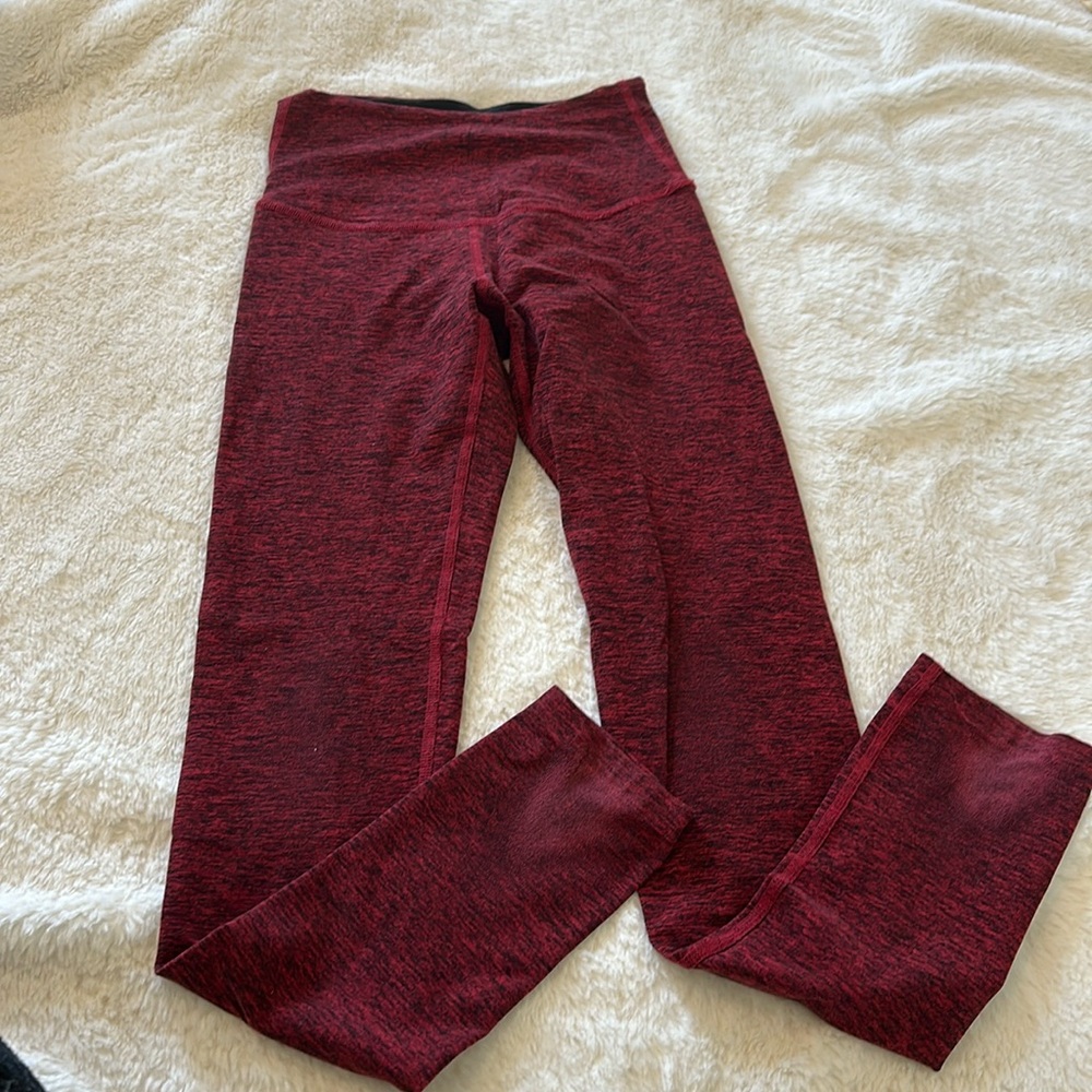 Red and black space dye beyond yoga leggings